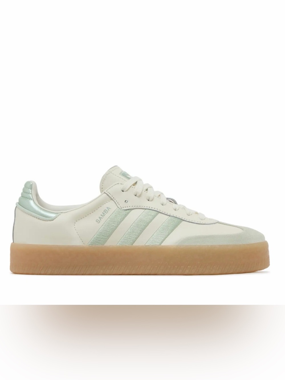 adidas Samba Sneakers in Cream and Light Green with Gum Sole